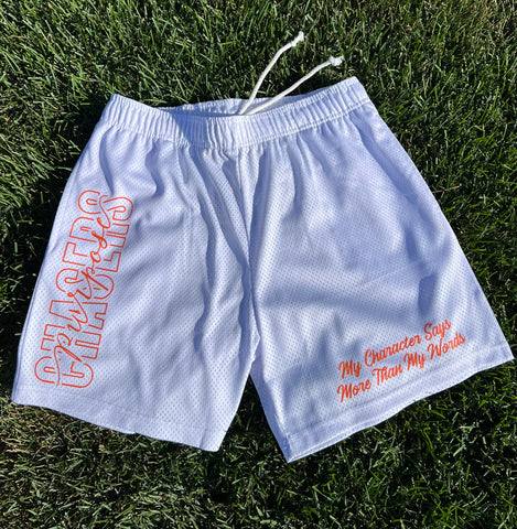 "Character  Mesh Shorts"- White/Orange